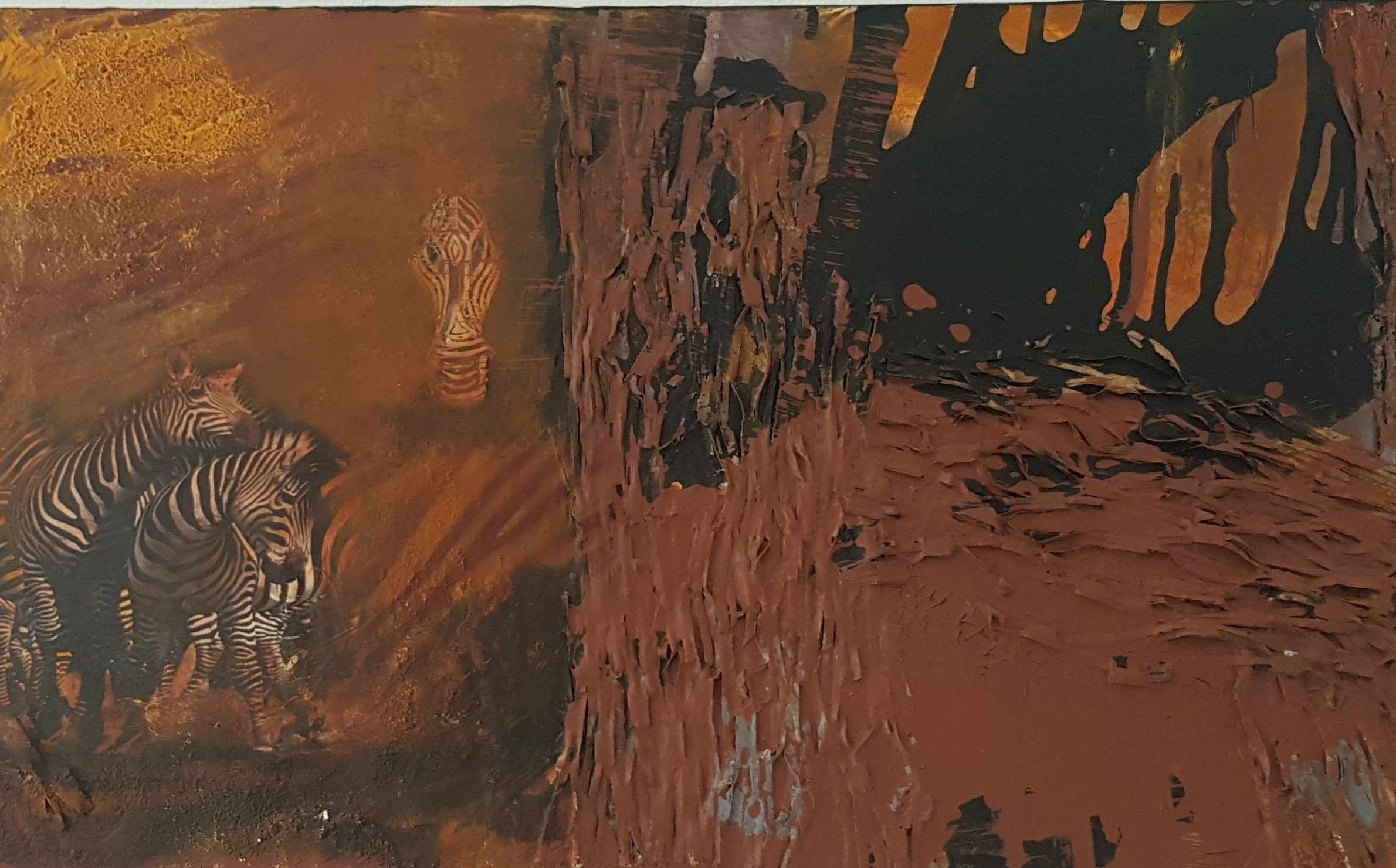 Zebras-Collage-Mischtechnik-auf-Leinwand-60x100